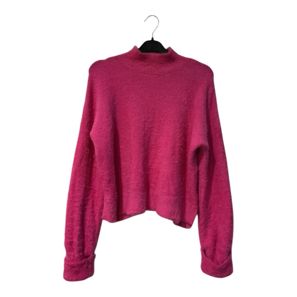 Hippie Rose Fuzzy Hot Pink Mock Neck Sweater Women’s Size M Soft Knit AA22